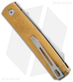 Boker Plus Kansei Tenshi Liner Lock Knife Brass (3" Satin) 01BO328 -Boker Biker Plus Tenshi Brass BHQ 13627 td side