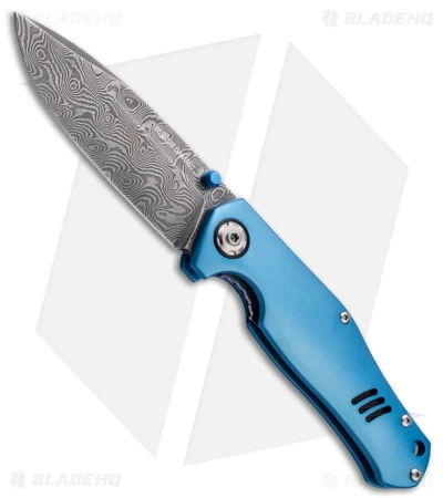 Boker 1969 Z28-Damast Liner Lock Knife Blue Aluminum (3.15" Damascus) 1 Boker 1969 Z28-Damast Liner Lock Knife Blue Aluminum (3.15" Damascus)