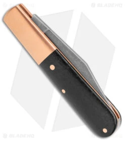Boker Barlow Integral Slip Joint Knife Black Burlap Micarta/Cu (2.5" Acid SW) -Boker Boker Barlow Integral SJ Black Burlap Micarta Copper Acid SW BHQ 139200 jr side