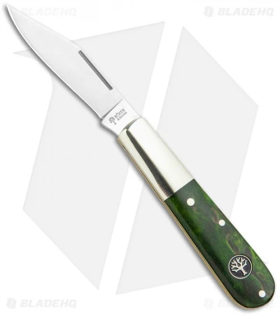 Boker Barlow Pocket Knife Green Curly Birch Wood (3.3" Satin) 118941 1 Boker Barlow Pocket Knife Green Curly Birch Wood (3.3" Satin) 118941