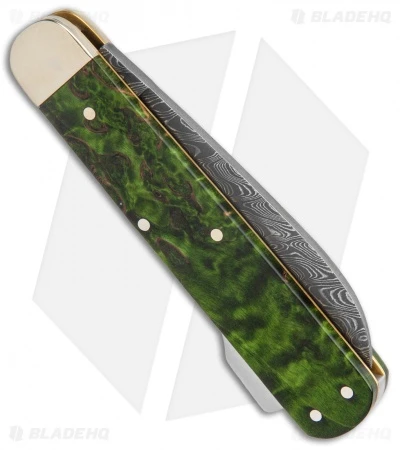 Boker Hunting Knife Mono Lockback Knife Green Curly Birch (3.25" Damascus) 3 Boker Hunting Knife Mono Lockback Knife Green Curly Birch (3.25" Damascus) - Image 3