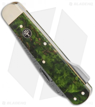 Boker Hunting Knife Mono Lockback Knife Green Curly Birch (3.25" Damascus) 2 Boker Hunting Knife Mono Lockback Knife Green Curly Birch (3.25" Damascus) - Image 2