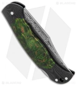Boker Junior Scout Lightweight Damascus Green Curly Birch (2.75" Damascus) -Boker Boker Junior Scout Lightweight Green Curly Birch Damascus 118119DAM BHQ 121065 jr side