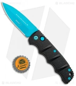 Boker Blue Scorpion Kalashnikov Dagger Automatic Knife (3.25" Electric Blue D2) -Boker Boker Kalashnikov Black Widow Blue jr bottlecap