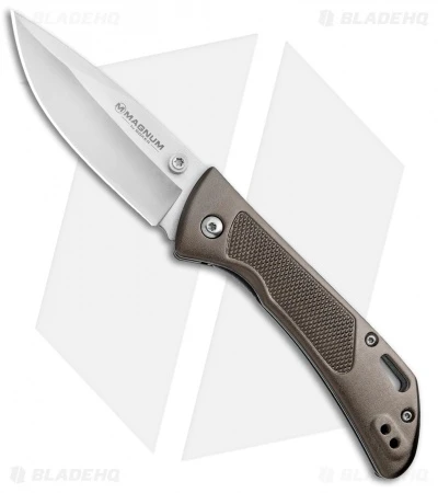 Boker Magnum Advance Checkering Bronze Liner Lock Knife Aluminum (3.1" Satin) 1 Boker Magnum Advance Checkering Bronze Liner Lock Knife Aluminum (3.1" Satin)