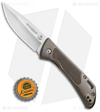 Boker Magnum Advance Checkering Bronze Liner Lock Knife Aluminum (3.1" Satin) 4 Boker Magnum Advance Checkering Bronze Liner Lock Knife Aluminum (3.1" Satin) - Image 4