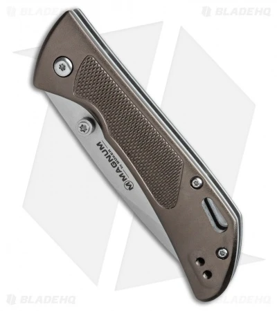 Boker Magnum Advance Checkering Bronze Liner Lock Knife Aluminum (3.1" Satin) 2 Boker Magnum Advance Checkering Bronze Liner Lock Knife Aluminum (3.1" Satin) - Image 2