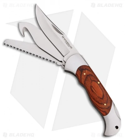 Boker Magnum Classic Hunter Folding Knife Pakkawood (3.5" Satin) 01MB136 1 Boker Magnum Classic Hunter Folding Knife Pakkawood (3.5" Satin) 01MB136