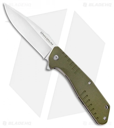 Boker Magnum Coccodrillo Vero Liner Lock Knife OD Green G10 (3.125" Satin) 1 Boker Magnum Coccodrillo Vero Liner Lock Knife OD Green G10 (3.125" Satin)