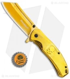 Boker Magnum Golden Skull Spring Assisted Knife Stainless Steel (3.3" Gold) -Boker Boker Magnum Golden Skull SA SS Gold 01SC070 BHQ 111686 jr bottlecap