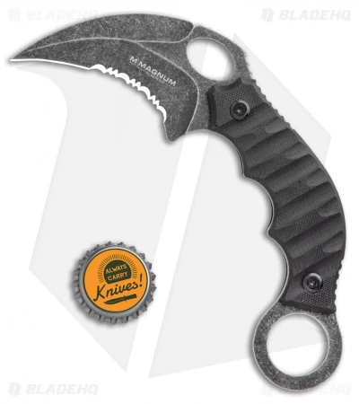 Boker Magnum Hotel Romeo Karambit Fixed Blade Knife Black G-10 (3" Black Serr) 4 Boker Magnum Hotel Romeo Karambit Fixed Blade Knife Black G-10 (3" Black Serr) - Image 4