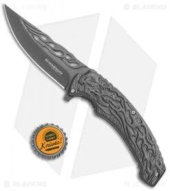 Boker Magnum Liner Lock Knife Gray Flaming Skull (3.74" Gray) 01MB733 -Boker Boker Magnum LL Gray Flaming Skull Gray 01MB733 BHQ 111673 jr bottlecap