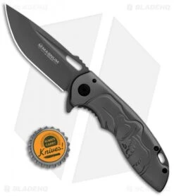 Boker Magnum Massive Half Skull Frame Lock Knife (3.4" Gray) -Boker Boker Magnum Massive Half Skull FL Gray 01RY316 BHQ 102962 jr bottlecap
