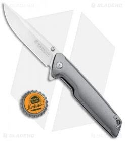 Boker Magnum Straight Brother Frame Lock Knife Aluminum (3.5" Satin) -Boker Boker Magnum Straight Brother Aluminum Satin 01MB722 BHQ 98576 jr bottlecap