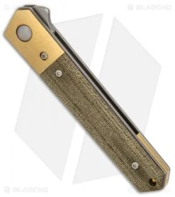 Boker Mini Kwaiken Exclusive Flipper Knife Brass/Micarta (3" Stonewash VG-10) 6 Boker Mini Kwaiken Exclusive Flipper Knife Brass/Micarta (3" Stonewash VG-10) -Boker Boker Mini Kwaiken Brass Green Micarta SW BHQ 77840 er spine