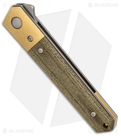 Boker Mini Kwaiken Exclusive Flipper Knife Brass/Micarta (3" Stonewash VG-10) 3 Boker Mini Kwaiken Exclusive Flipper Knife Brass/Micarta (3" Stonewash VG-10) - Image 3