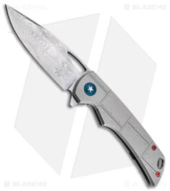 Boker P51 Mustang Damast Flipper Knife Titanium (3.3" Damascus)
