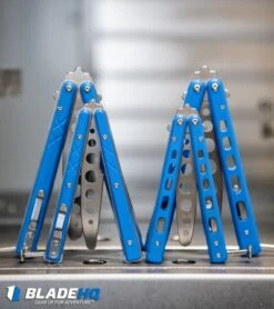 Boker Plus Balisong Trainer Butterfly Knife Blue G-10 (4" Satin) 01BO713 -Boker Boker Plus Balisong Trainer Butterfly Knife Blue G 10 Satin 01BO713 BHQ 99634 kp cnc web 2