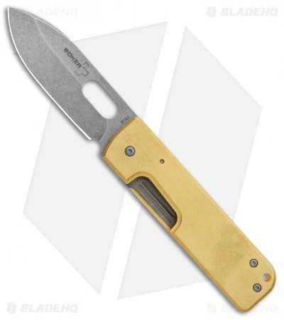 Boker Plus Panchenko Brass Lancer Liner Lock Knife (3" BB/SW) 1 Boker Plus Panchenko Brass Lancer Liner Lock Knife (3" BB/SW)