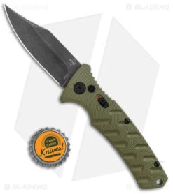 Boker Plus Strike Bowie Automatic Knife OD Green (3.25" Black SW) -Boker Boker Plus Strike Bowie Auto OD Green Black Wash BHQ 125301 jr bottlecap