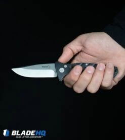 Boker Plus Strike Tanto Automatic Knife (3.25" Black Serr D2) -Boker Boker Plus Strike Drop Point Automatic Knife Stonewash 01BO400N BHQ 32040 kp in hand web 2