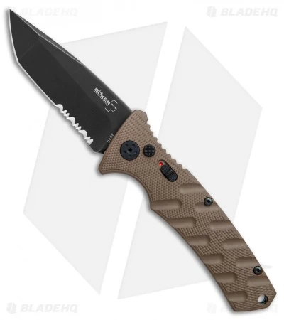 Boker Plus Strike Tanto Automatic Coyote Brown (3.25" Black SW Serr) 01BO425N 1 Boker Plus Strike Tanto Automatic Coyote Brown (3.25" Black SW Serr) 01BO425N