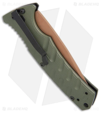 Boker Strike Tanto Desert Warrior Automatic Knife OD Green (3.25" Copper D2) 3 Boker Strike Tanto Desert Warrior Automatic Knife OD Green (3.25" Copper D2) - Image 3