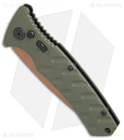 Boker Strike Tanto Desert Warrior Automatic Knife OD Green (3.25" Copper D2) 2 Boker Strike Tanto Desert Warrior Automatic Knife OD Green (3.25" Copper D2) - Image 2