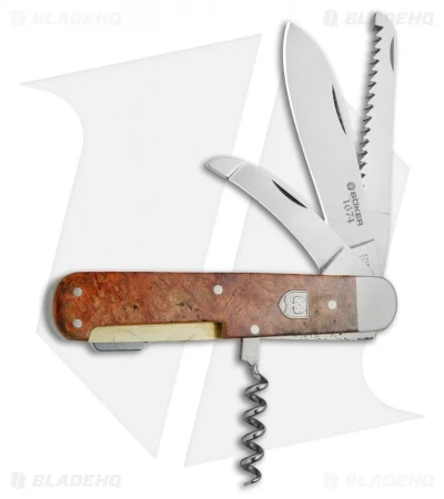 Boker Quadro 1674 Pocket Knife 4.375" Amboina Root Wood 110545 1 Boker Quadro 1674 Pocket Knife 4.375" Amboina Root Wood 110545