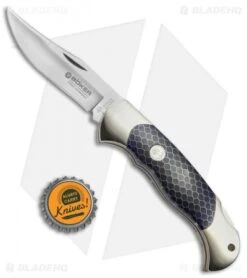 Boker Scout Lockback Knife Blue Honeycomb (3.125" Satin) 112503 -Boker Boker Scout LB Blue Honeycomb Satin BO03750 BHQ 40058 jr bottlecap