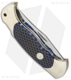 Boker Scout Lockback Knife Blue Honeycomb (3.125" Satin) 112503 -Boker Boker Scout LB Blue Honeycomb Satin BO03750 BHQ 40058 jr side