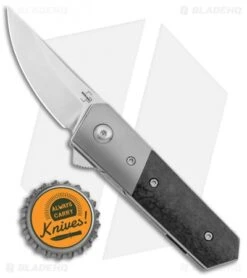 Boker Stubby Kwaiken Exclusive Flipper Knife Marble CF/Ti (2" Satin) -Boker Boker Stubby Kwaiken Flipper Ti Bolster Twill CF Satin 01BO228SOI BHQ 107931 jr bottlecap