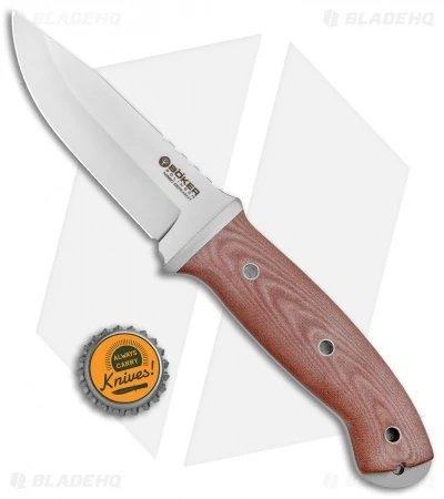 Boker T3 Fixed Blade Knife Brown Micarta (4.25" Satin) 4 Boker T3 Fixed Blade Knife Brown Micarta (4.25" Satin) - Image 4