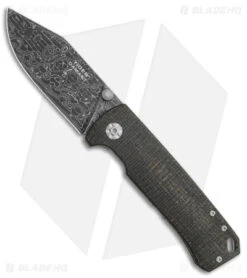 Boker Tiger Frame Lock Knife Black Burlap Micarta (3.3" Tiger Tank Damascus)