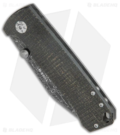 Boker Tiger Frame Lock Knife Black Burlap Micarta (3.3" Tiger Tank Damascus) 2 Boker Tiger Frame Lock Knife Black Burlap Micarta (3.3" Tiger Tank Damascus) - Image 2