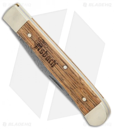 Boker Trapper Asbach Uralt Slip Joint Knife Oak Wood (3.35" Damascus) 2 Boker Trapper Asbach Uralt Slip Joint Knife Oak Wood (3.35" Damascus) - Image 2