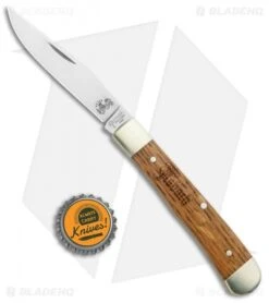 Boker Trapper Asbach Uralt Slip Joint Knife Oak Wood (3.3" Satin) -Boker Boker Trapper Asbach Uralt SJ Oak Wood Satin BHQ 137741 jr bottlecap