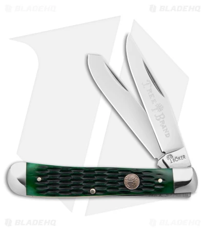 Boker Trapper Traditional Pocket Knife Jigged Green Bone (Polish D2) 1 Boker Trapper Traditional Pocket Knife Jigged Green Bone (Polish D2)