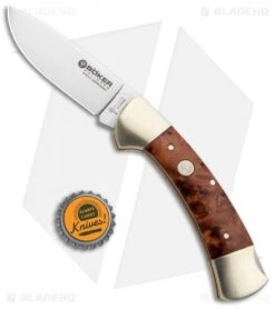 Boker Tree Brand 3000 Thuya II Lockback Knife Wood (3.375" Mirror) 112000TH -Boker Boker Tree Brand 3000 Thuya II LB Wood Mirror BO112000TH BHQ 94763 jr bottlecap