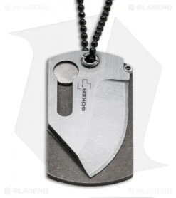 Boker Plus Kubasek KTK Dog Tag Knife Titanium (1.75" Satin) -Boker boker 01BO210 dl front
