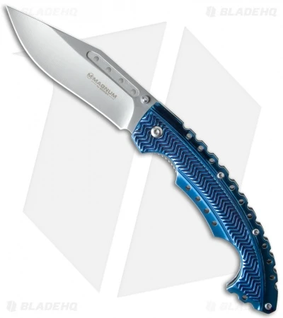 Boker Magnum Blue Bowie Liner Lock Knife SS (3.875" Satin) 01RY855 1 Boker Magnum Blue Bowie Liner Lock Knife SS (3.875" Satin) 01RY855