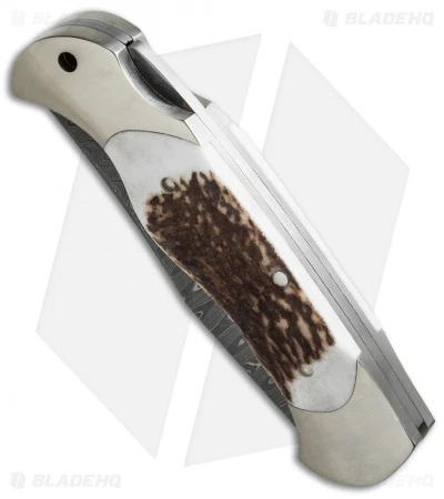 Boker Scout Lock Back Knife Stag Horn (3.125" Damascus) 112116DAM 2 Boker Scout Lock Back Knife Stag Horn (3.125" Damascus) 112116DAM - Image 2