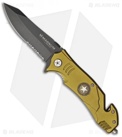 Boker Army Rescue Spring Assisted Knife Bronze (3.375" Black Serr) 01LL471 1 Boker Army Rescue Spring Assisted Knife Bronze (3.375" Black Serr) 01LL471