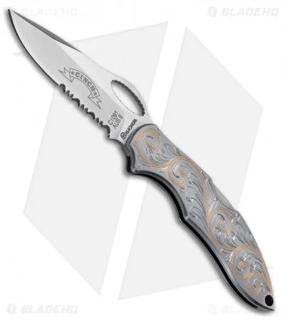 Boker Cinch Fastback III Pocket Knife 24k Gold Inlay (3.0" Serrated) 01CI091EG 1 Boker Cinch Fastback III Pocket Knife 24k Gold Inlay (3.0" Serrated) 01CI091EG