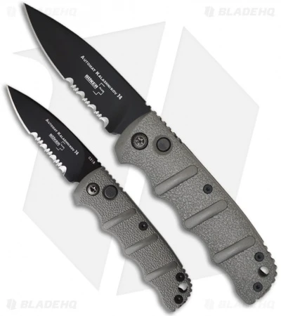 Boker Mini Kalashnikov Automatic Knife Gray (2.5" D2 Black Serr) 3 Boker Mini Kalashnikov Automatic Knife Gray (2.5" D2 Black Serr) - Image 3