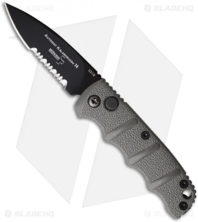 Boker Mini Kalashnikov Automatic Knife Gray (2.5" D2 Black Serr) 1 Boker Mini Kalashnikov Automatic Knife Gray (2.5" D2 Black Serr)