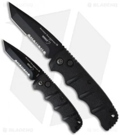 Boker Mini Kalashnikov Tanto Automatic Knife Black (2.5" D2 Black Serr) -Boker boker kalashnikov mini 01kals73bts size comparison