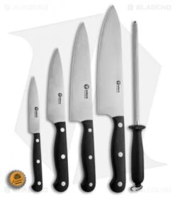 Boker Arbolito 6-Piece Kitchen Knife Set Black W/ Wooden Block -Boker boker kitchen knives 5 piece set with block BHQ 4157 jr bottlecap