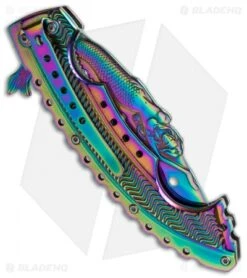 Boker Magnum Rainbow Mermaid Liner Lock Knife (3.75" Spectrum) 01LG318 -Boker boker magnum 01lg318 cm side