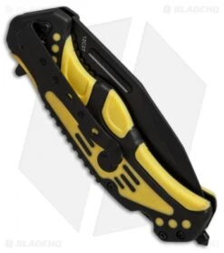 Boker Plus Savior 3 Liner Lock Knife Black/Yellow (3.3" Black Serr) 01BO322 -Boker boker plus savior 1 black yellow 01BO322 BHQ 36337 er side